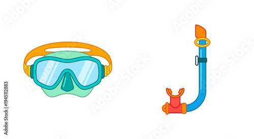 Cartoon illustration of a snorkeling mask and a blue snorkel tube