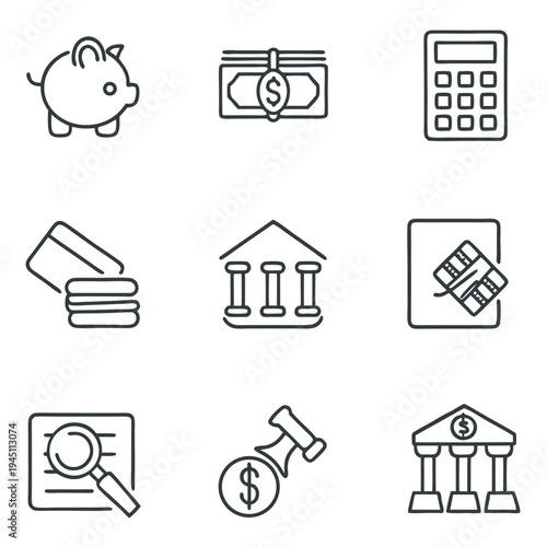Modern Line Art Icon: Capital Management and Enterprise Finance Graphic
