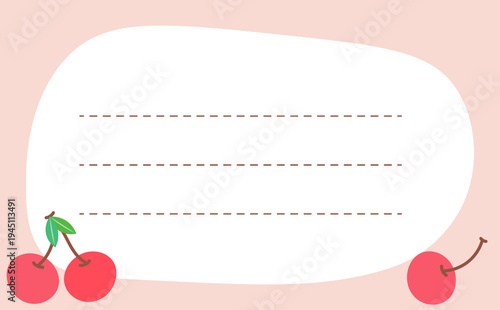 Pink background with cherry decorations and an empty speech bubble template