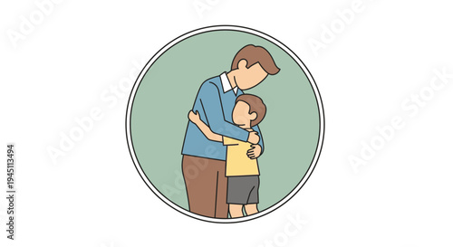 Father Hugging Son with Love and Care.