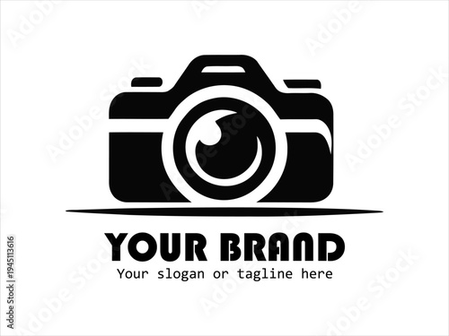 Professional camera logo design with elegant lines, perfect for photography business branding and visual identity