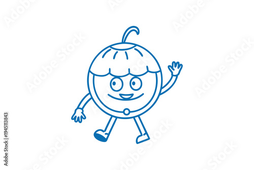 Simple cartoon illustration of a cute ambarella fruit character smiling happily, vector