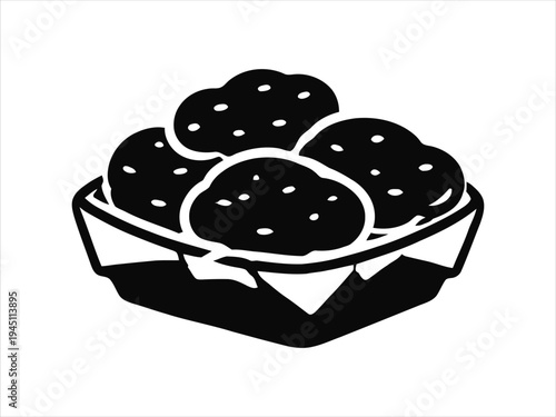 Illustration of a basket of fried chicken pieces with a paper liner