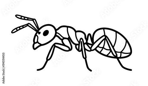 Black and White Ant Pictogram – Outline Insect Vector Icon Set