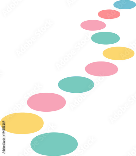 Colorful stepping stones pathway Flat illustration