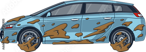 Bodi Mobil Penuh Lumpur Dan Kotoran setelah Hujan