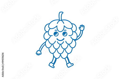 Cute Cartoon Atemoya Fruit Line Art Illustration - Fresh Tropical Superfood Drawing