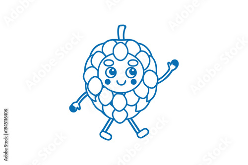 Cute Cartoon Atemoya Fruit Line Art Illustration - Fresh Tropical Superfood Drawing