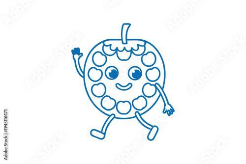 Cute Cartoon Atemoya Fruit Line Art Illustration - Fresh Tropical Superfood Drawing