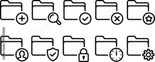 Folder Icons With Various Symbols For File Management And Organization vector illustration