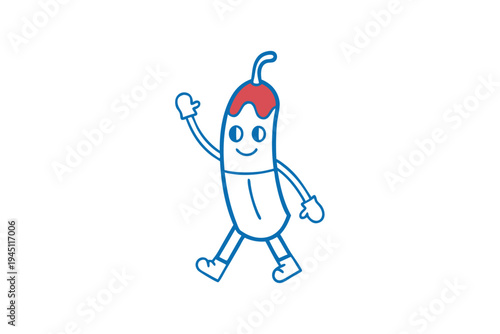 Playful Cartoon Banana Character Line Art Illustration - Funny Healthy Tropical Fruit Drawing