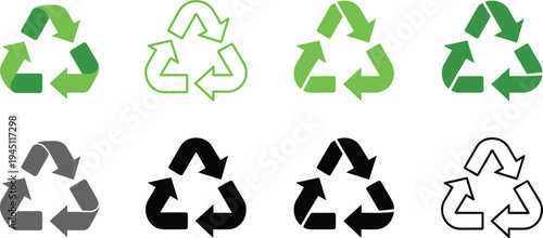 Recycling Symbols In Various Styles and Colors illustration
