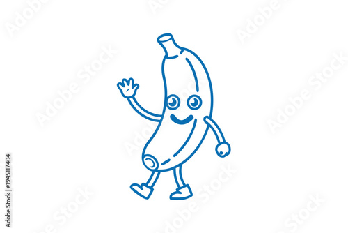 Surprised cartoon banana character with wide eyes, shocked expression, isolated on white