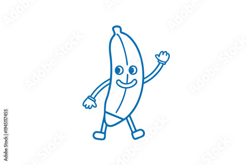 Sleepy cartoon banana character yawning, with Z's, isolated on white background, tired