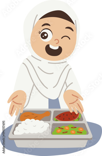 Siswi Menikmati Hidangan Bergizi Dari Program MBG Sekolah