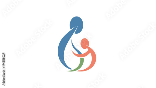 Colorful Abstract Human Figures Embracing.