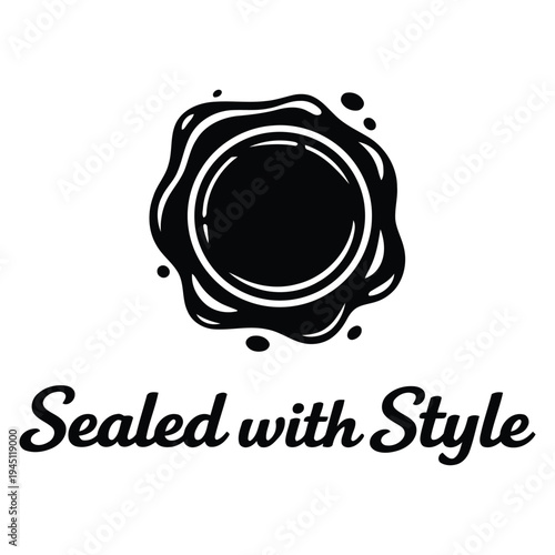 Vintage wax seal stamp logo design with elegant cursive text sealed with style isolated illustration