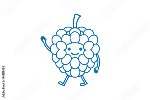 Friendly cartoon custard apple fruit with a cheerful expression, clean line drawing.