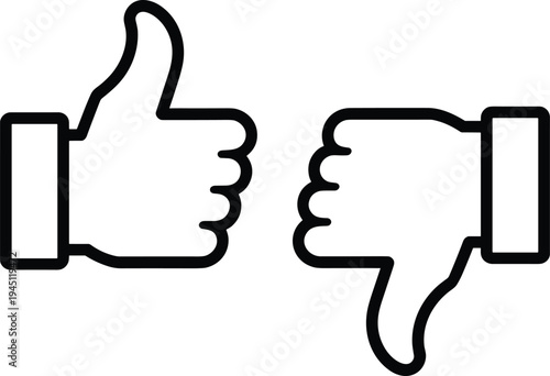 Thumbs Up and Thumbs Down Icons Showing Agreement and Disagreement illustration untitled