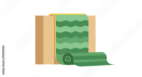 Green Paper Roll on Cardboard