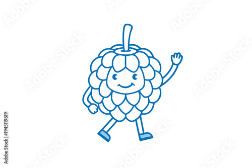 Detailed Line Art Cartoon Custard Apple Illustration for Tropical Healthy Eating Concepts