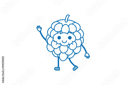 Clean Line Art Cartoon Custard Apple for Nutrition and Exotic Tropical Fruit Themes