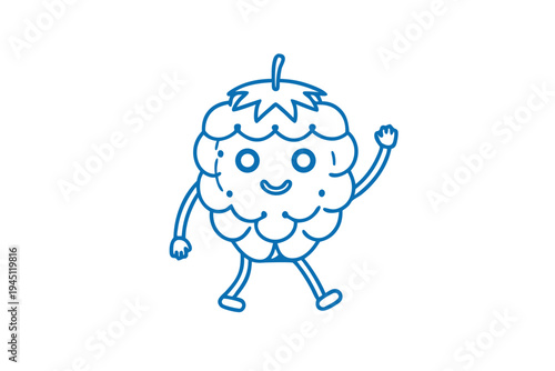 Line Art Cartoon Davidson's Plum Illustration for Australian Native Fruit and Healthy Food