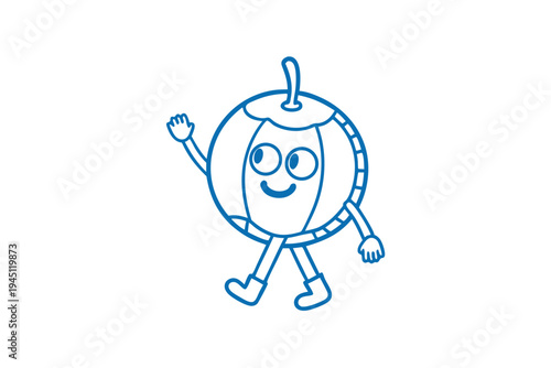 Clean Line Art Cartoon Davidson's Plum for Native Australian Nutrition and Exotic Fruit Themes