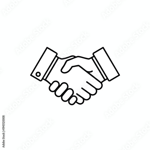 Outline icon of two hands shaking, symbolizing agreement and partnership
