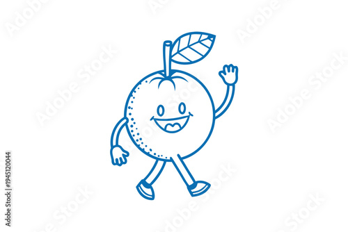 Vibrant Line Art Cartoon Davidson's Plum for Superfood and Australian Food Concepts