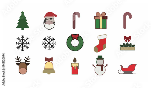 Christmas and holiday vector icons collection festive symbols set