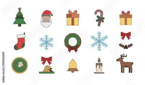 Christmas icon set festive holiday symbols vector illustration collection