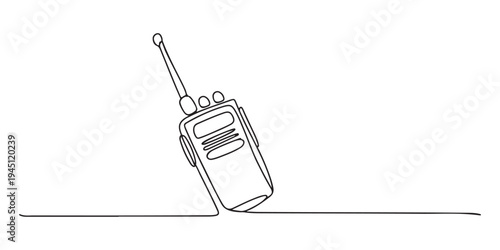 Continuous one line drawing of walkie talkie. One line drawing illustration of walkie talkie for communication. World telecommunication day concept single line. 