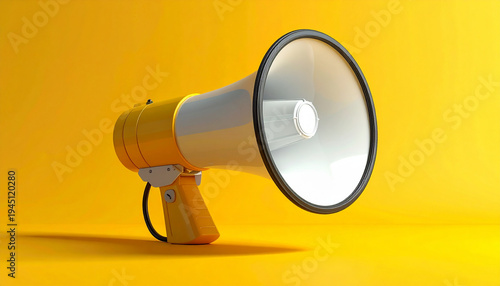 Yellow megaphone illustration on yellow background isolated studio shot