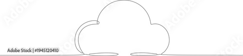 Minimalist Outline Cloud Line Art Continuous Connection Weather Element