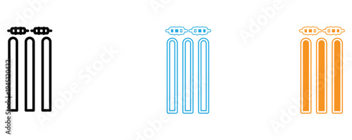 Heating radiator icons in black blue and orange