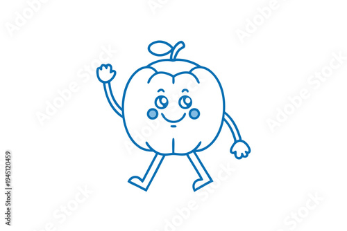 Charming Davidson's Plum fruit character, cute line art illustration for kids