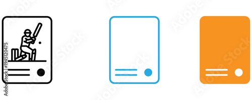 Cricket player on mobile phone icons