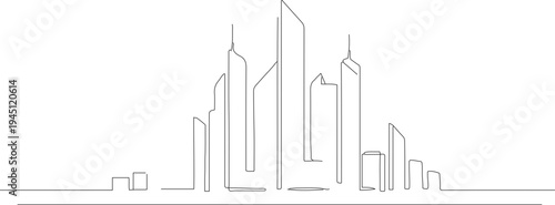 Minimalist Outline Cityscape Silhouette Skyline Skyscraper Building Architecture Urban Landscape Illustration