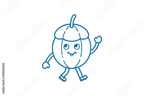 Hand-drawn Davidson's Plum character, simple line art illustration, organic fruit icon