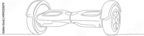 Minimalist Line Art Hoverboard Electric Scooter Self Balancing Board Illustration