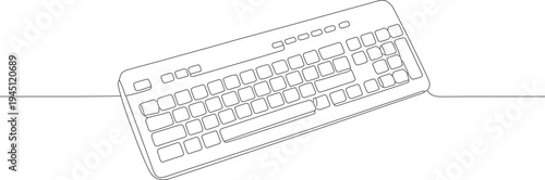 Minimalist Line Art Computer Keyboard Peripheral Equipment Communication Device Illustration