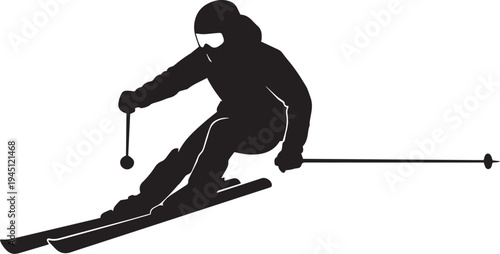 Downhill Skiing Silhouette Vector | Winter Sports Icon