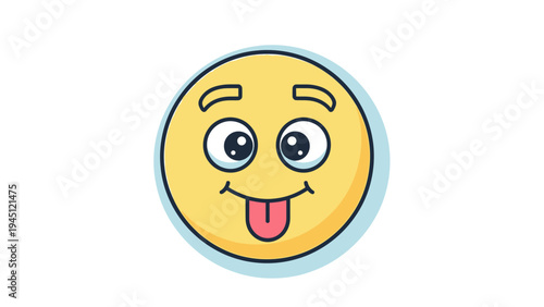 Cartoon Yellow Smiley Face with Tongue Out.