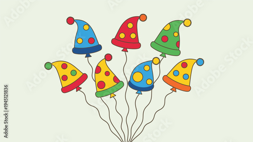 Colorful Party Hats Floating in Air.