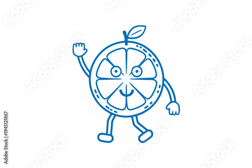 Playful Line Art Cartoon Desert Lime Fruit Winking with a Mischievous Expression.