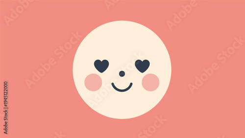 Cartoon Face with Heart Eyes Smiling.