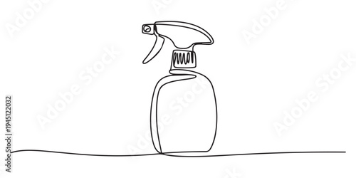 continuous line of cleaning spray bottle. One line drawing of a cleaning spray. single line vector illustration. isolated white background. 