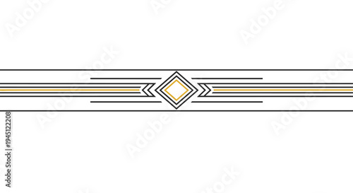 Elegant art deco border design with horizontal gold and black lines and a central diamond shape for sophisticated decor projects.