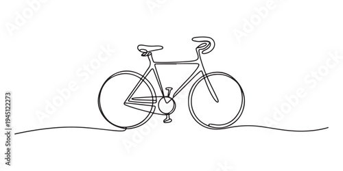 Art of bicycle.continuous line drawing of a bicycle. cycling with a Healthy lifestyle. single-line art of a classic bicycle isolated on a white background.
